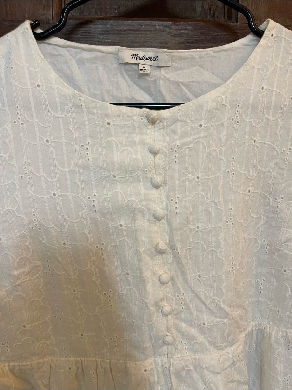 White Eyelet Short-Sleeve Dress by Madewell - Picture 3 of 5